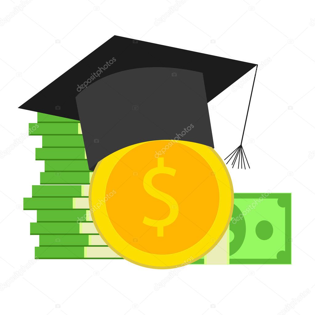 Scholarship icon in solid flat design icon isolated on white background