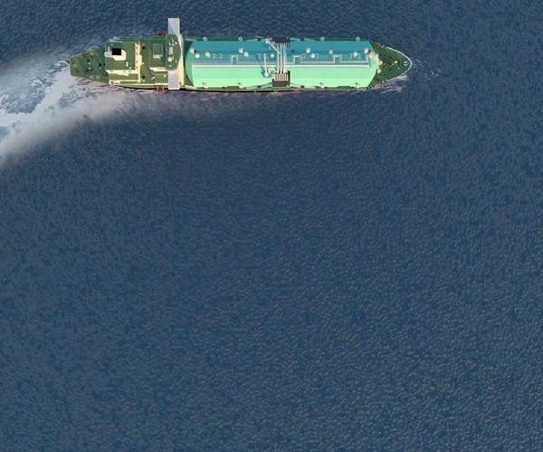 LNG tanker reefer type. Top view. 3D-rendering.