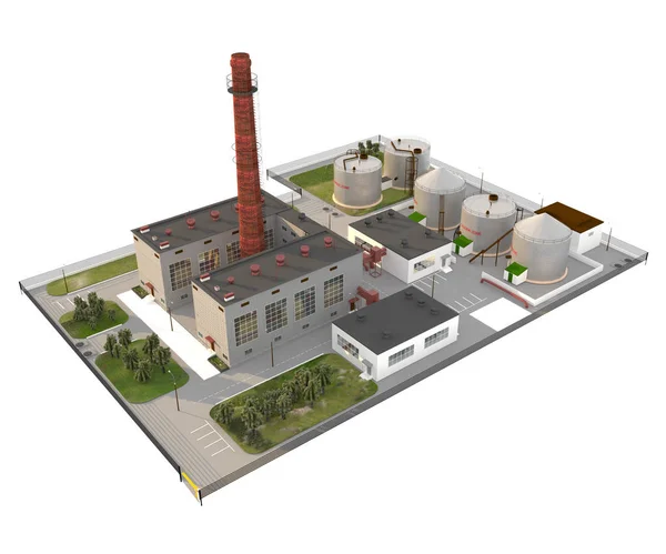 Exterior scene with a heating plant. Isolate. 3D-rendering.