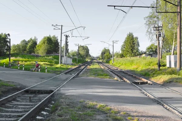 Železniční Přejezd Venkově — Stock fotografie