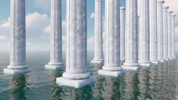 Columnata Columnas Clásicas Orden Toscano Antiguo Entre Mar Abierto Cielo — Vídeo de stock