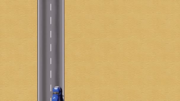 在空的沙漠道路上驾驶带有铬气或油箱的货车的空中俯视图 并复制空间以供文本使用 简约的运输行业概念3D 动画渲染4K — 图库视频影像
