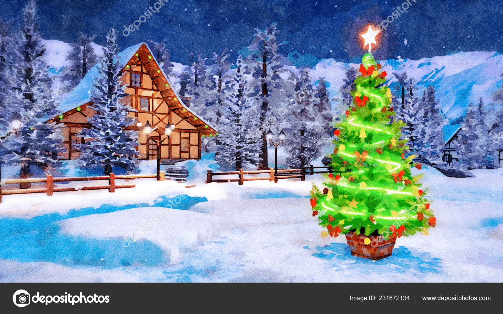 Outdoor Tree Decorated Luminous Star Lights
