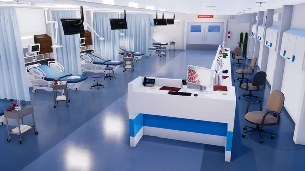 Interior vazio da sala de emergência no hospital moderno — Fotografia de Stock