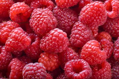 Olgun lezzetli ahududu arka planı. Ahududu deseni. Sağlıklı gıda organik konsept