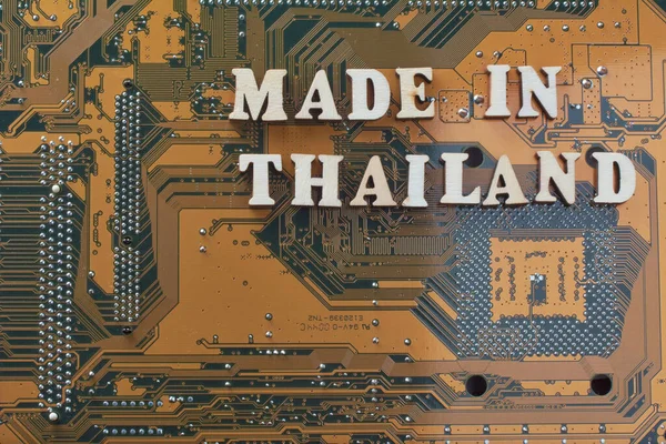 Fabricado Tailandia Concepto Inteligente Logística Transporte Inscripción Hecha Placa Base —  Fotos de Stock