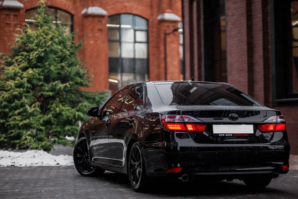 Black Toyora Camry Winter — Stock Photo, Image