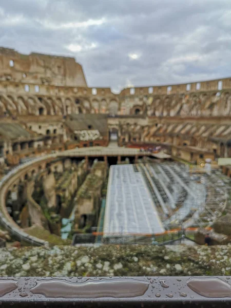 Blick Auf Das Kolosseum Rom Man Einem Bewölkten Tag Die — Stockfoto