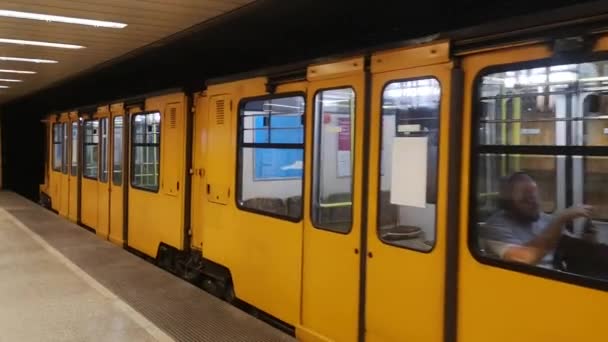 Budapest City Bahn Schnelldurchlauf Durch Den Bahnhof — Stockvideo