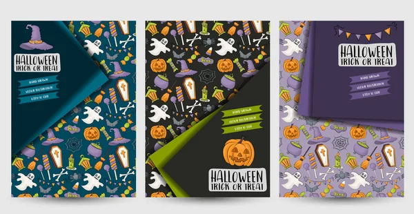 Folleto Del Cartel Halloween Diseño Para Folleto Invitación Fiesta Plantilla — Vector de stock