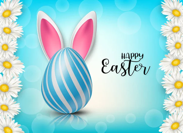 Mutlu Paskalya Arka Plan Boyalı Gerçekçi Yumurta Tavşan Kulakları Ile — Stok Vektör