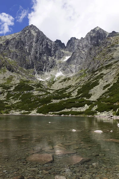 Widok Górskie Szczyty Alpejski Krajobraz Wysokie Tatry Słowacja — Zdjęcie stockowe