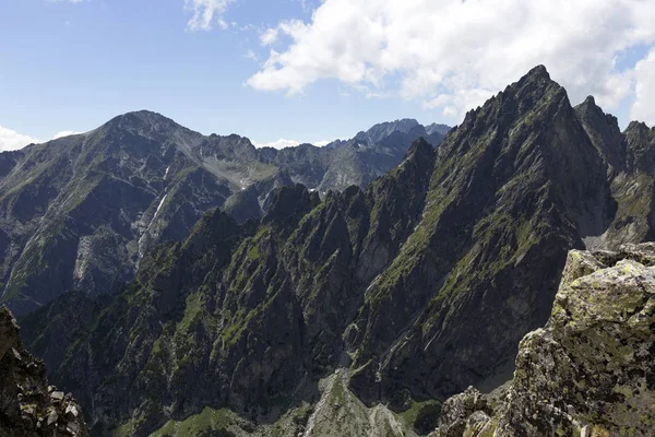 Widok Górskie Szczyty Alpejski Krajobraz Wysokie Tatry Słowacja — Zdjęcie stockowe