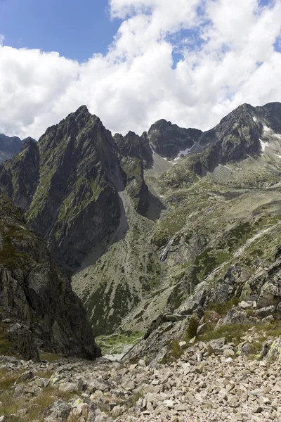 Переглянути Гірських Вершин Альпійським Ландшафтам Високі Татри Словаччина — стокове фото