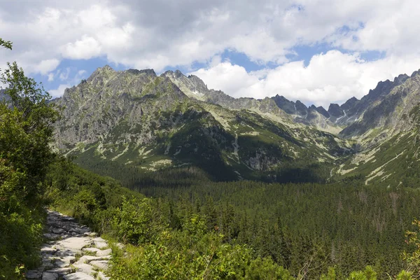 Widok Górskie Szczyty Alpejski Krajobraz Wysokie Tatry Słowacja — Zdjęcie stockowe