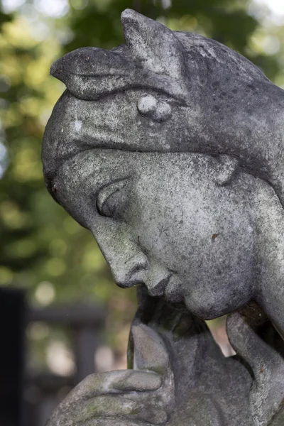 Statua Storica Sul Vecchio Cimitero Praga Repubblica Ceca — Foto Stock