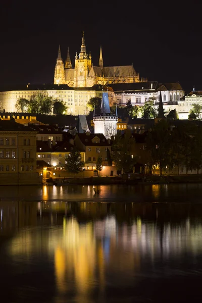 Château Gothique Prague Avec Petite Ville Dessus Rivière Vltava Dans — Photo