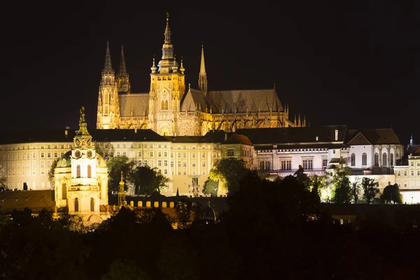 Château Gothique Prague Avec Petite Ville Dessus Rivière Vltava Dans — Photo