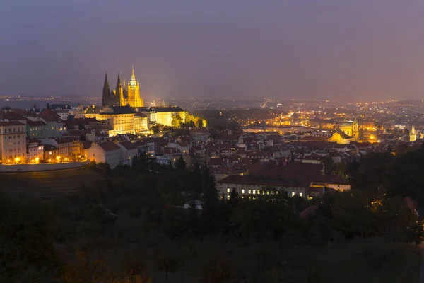 Nacht Prag Stadt Mit Gotischer Burg Tschechische Republik — Stockfoto