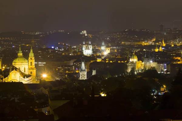 Cidade Praga Noite Com Catedral São Nicolau República Checa — Fotografia de Stock