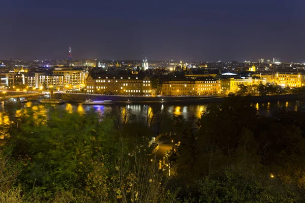 Night Prague City Its Buildings Towers Cathedrals Bridges Czech Republic — Stock Photo, Image