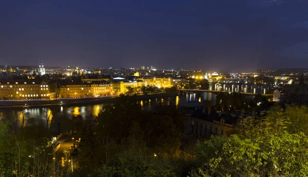 Night Prague City Its Buildings Towers Cathedrals Bridges Czech Republic — Stock Photo, Image