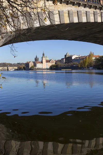 Красочная Осень Prague Old Town River Vltava Czech Republic — стоковое фото