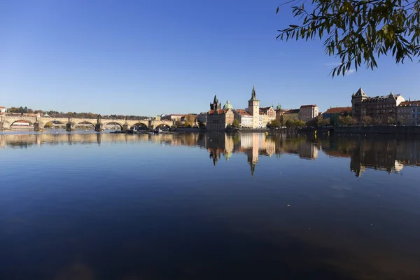 Colorful Autumn Prague Old Town River Vltava Czech Republic — Stock Photo, Image