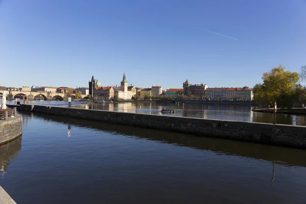 Colorful Autumn Prague Old Town River Vltava Czech Republic — Stock Photo, Image