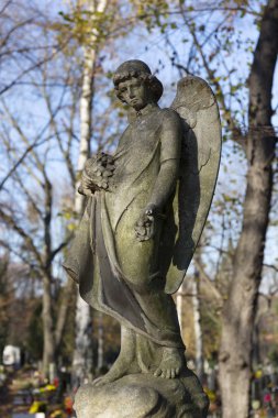 Tarihi heykel üzerinde gizemli eski Prag Mezarlığı, Çek Cumhuriyeti