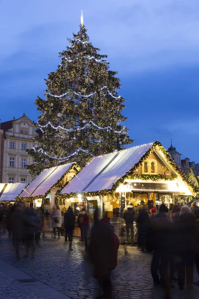 Árvore Natal Noite Old Town Square Praga República Checa — Fotografia de Stock