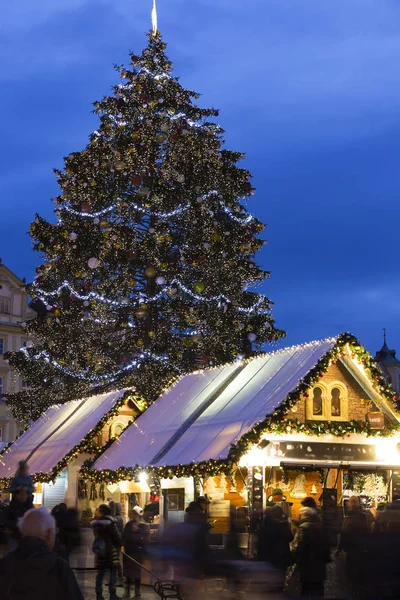 Árvore Natal Noite Old Town Square Praga República Checa — Fotografia de Stock