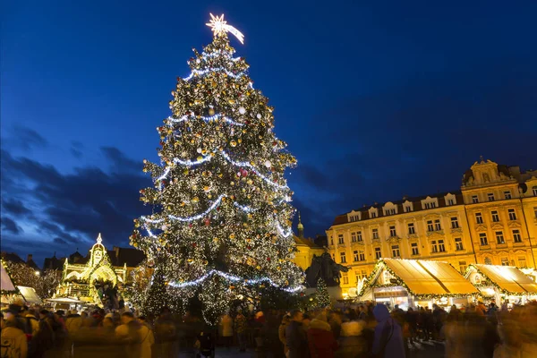 Árbol Navidad Noche Old Town Square Praga República Checa — Foto de Stock