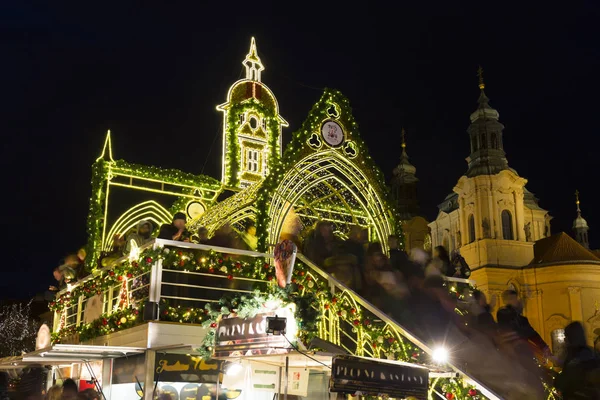 Humor Natal Noite Old Town Square Praga República Checa — Fotografia de Stock