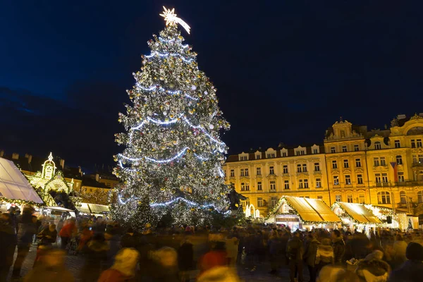 Árvore Natal Noite Old Town Square Praga República Checa — Fotografia de Stock