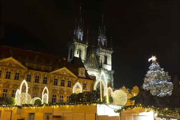 Humor Natal Noite Old Town Square Praga República Checa — Fotografia de Stock