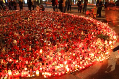 Prag, mum ışıkları eski Cumhurbaşkanı Vaclav Havel, Çek Cumhuriyeti  