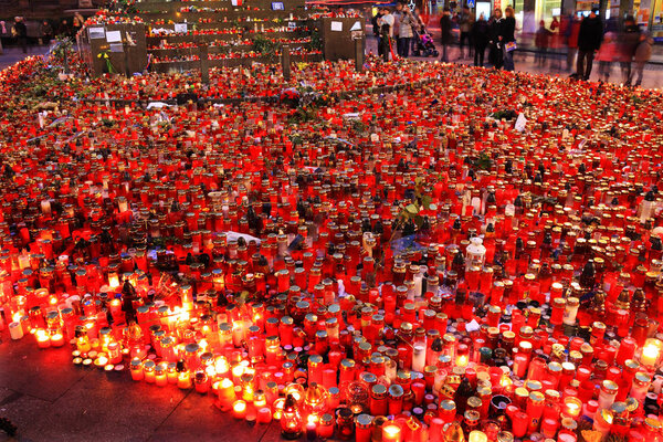 Prague, Candle Lights for ex President Vaclav Havel, Czech Republic  