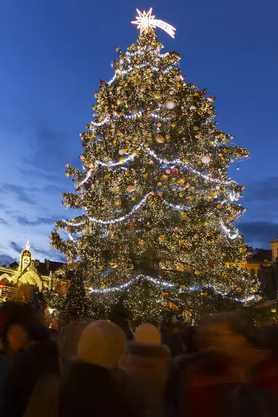 Árbol Navidad Noche Old Town Square Praga República Checa — Foto de Stock