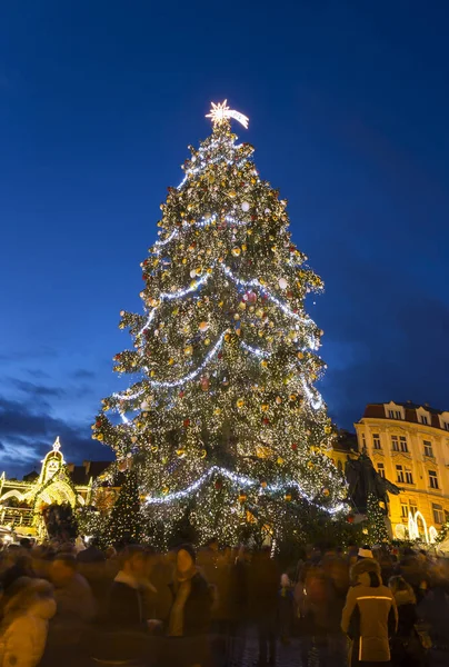 Kerstboom Het Oude Stadsplein Praag Tsjechië — Stockfoto