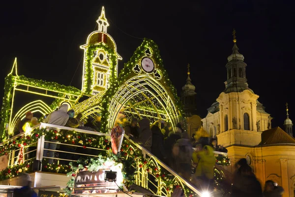 Christmas Mood Het Oude Stadsplein Praag Tsjechië — Stockfoto