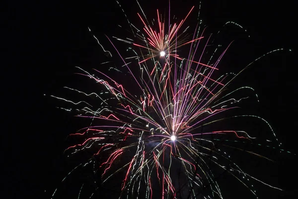 Das Feuerwerk Schwarzen Himmel Detail — Stockfoto