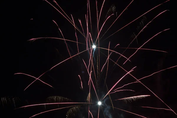 Das Feuerwerk Schwarzen Himmel Detail — Stockfoto