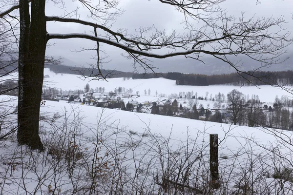 Snöiga Norra Böhmen Landskap Jizerske Berg Tjeckien — Stockfoto