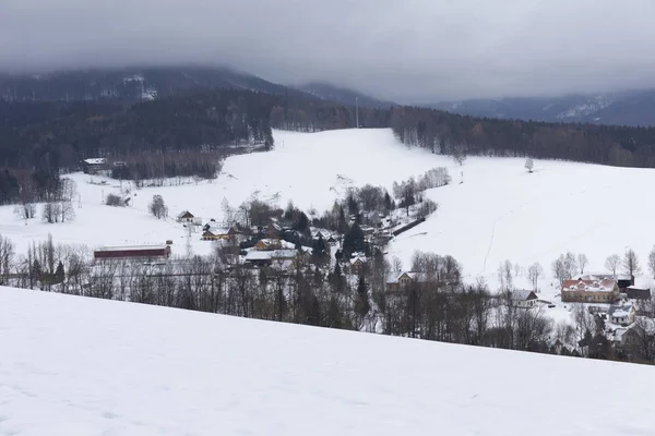 捷克吉泽尔斯克山脉波希米亚北部雪 — 图库照片