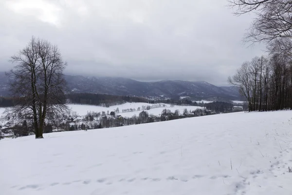 捷克吉泽尔斯克山脉波希米亚北部雪 — 图库照片