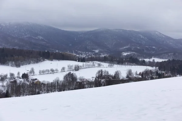 Snöiga Norra Böhmen Landskap Jizerske Berg Tjeckien — Stockfoto