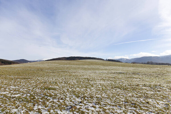 Snowy north Bohemia Landscape, Jizerske Mountains, Czech Republic