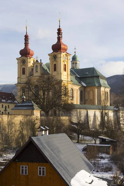 Barockbasilika Mariä Heimsuchung Winter Wallfahrtsort Hejnice Tschechische Republik — Stockfoto