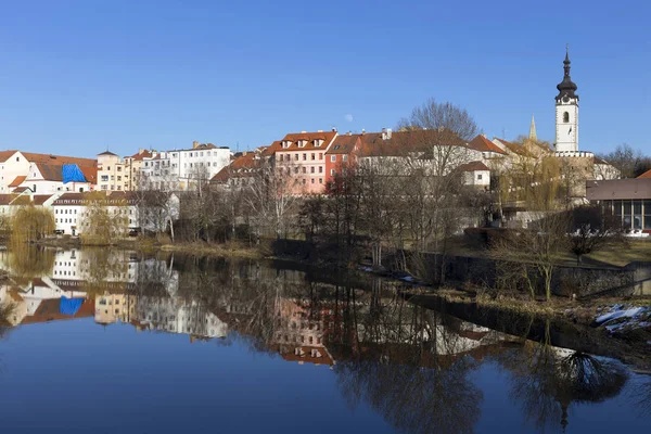 Sunny Winter Royal Medieval Town Pisek Castle River Otava República —  Fotos de Stock